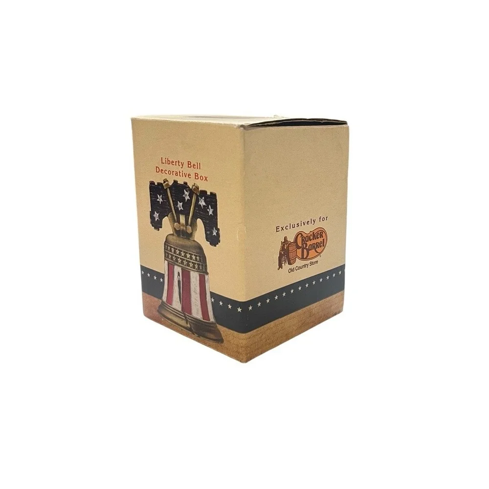Cracker Barrel Liberty Bell Decorative‎ Hinged Trinket Box Patriotic Stars